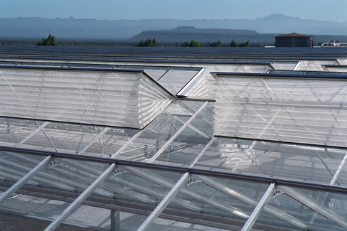玻璃温室防虫网开窗系统图